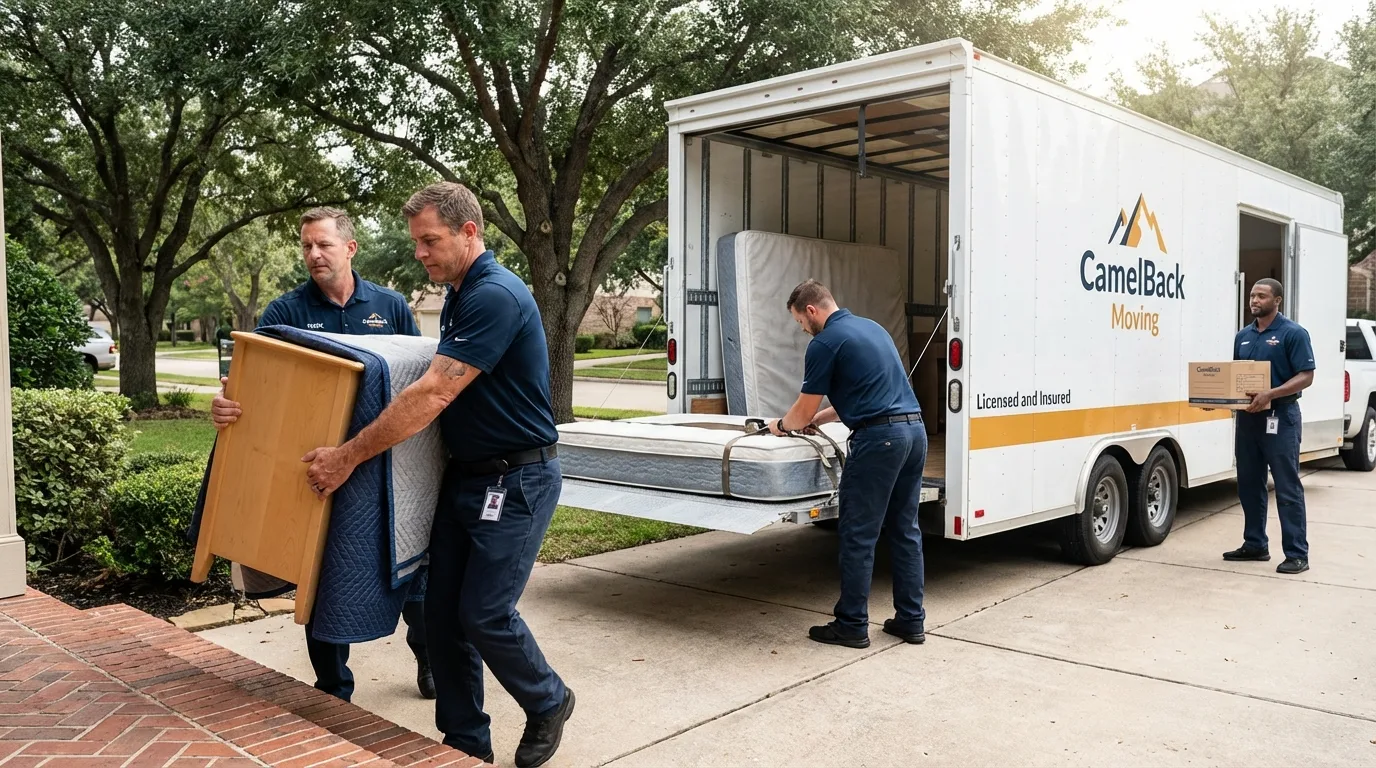 Crew loading residential truck for cross-state move from Dayton, VA