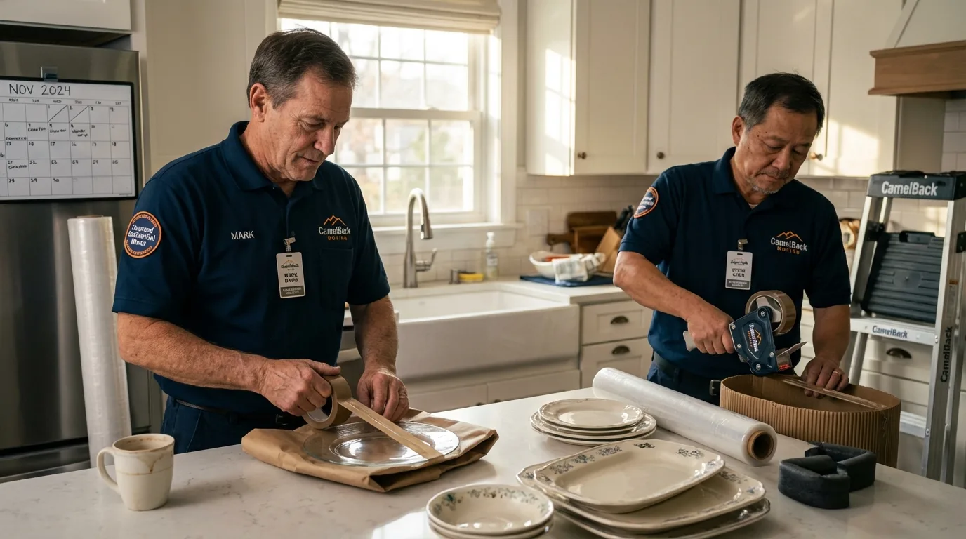 Professional crew packing kitchen dishware in Dayton, VA